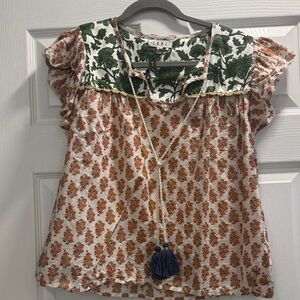 THML Green and Orange Floral Blouse